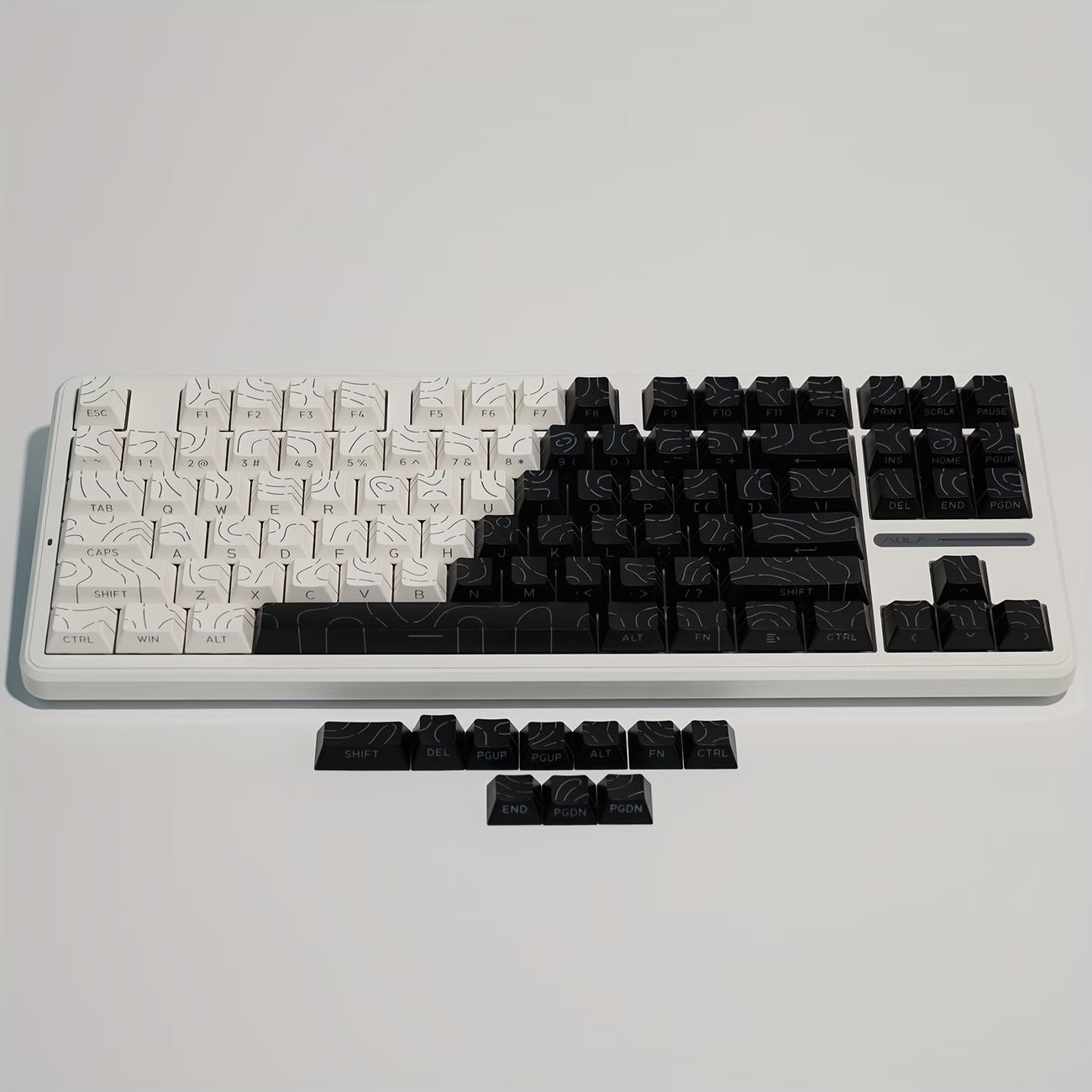Black and white key caps