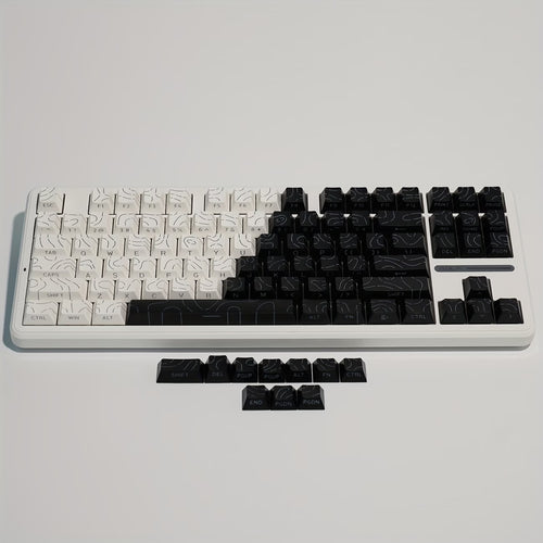 Black and white key caps