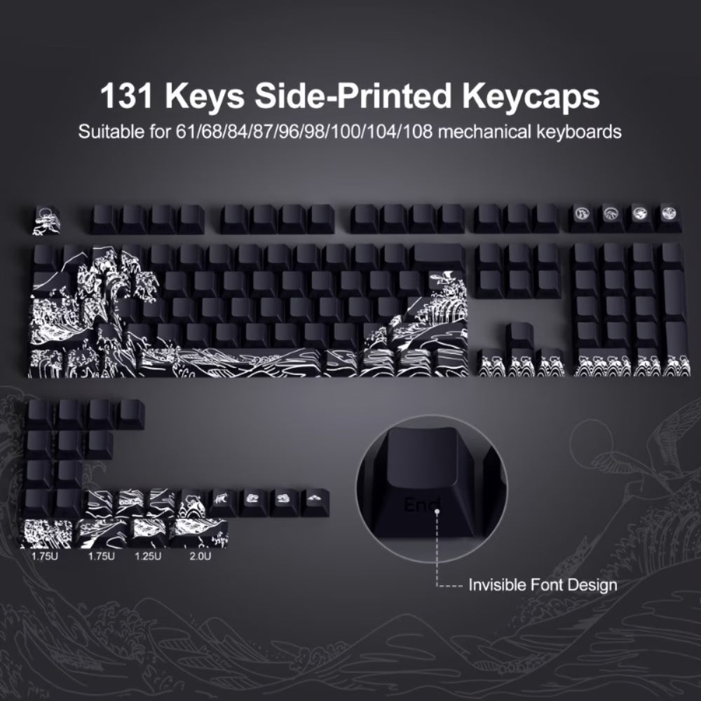 Hokusai great wave key caps